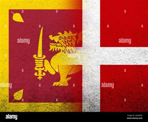 The Kingdom Of Denmark National Flag With Sri Lanka National Flag