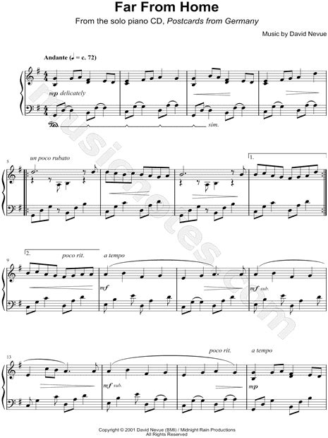 David Nevue Far From Home Sheet Music Piano Solo In G Major