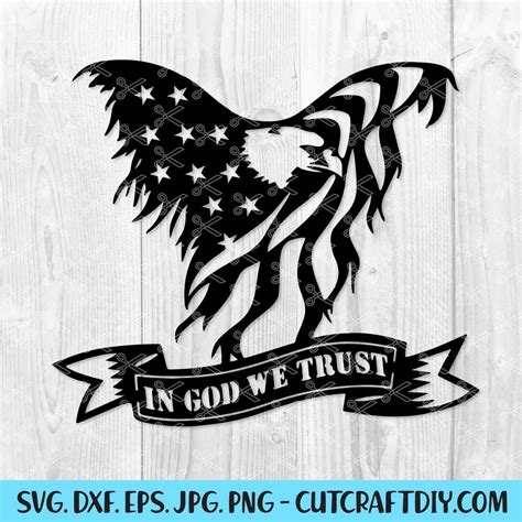 In God We Trust Svg Bald Eagle Us Flag Svg Png Dxf Eps