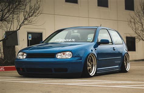 Hd Wallpaper Blue Volkswagen Hatchback Golf Gti Stance Golf Iv Blue Cars Wallpaper Flare