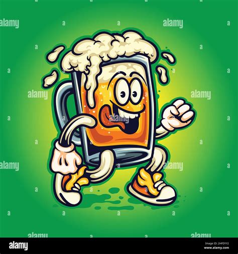 Beer Glass Mascot Cartoon Cute Vector Illustrations For Your Work Logo