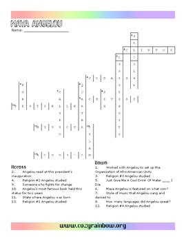 Fun Facts Crossword Puzzle Active Listening Comprehension Maya Angelou