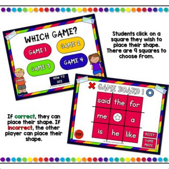 Sight Words Tic Tac Toe Game By Teacher Gameroom Tpt