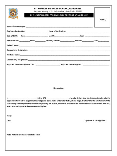 Fillable Online Application Form For Employee Support Sfs Fax