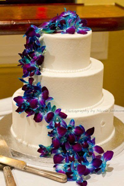 Blue Orchids Wedding Cake