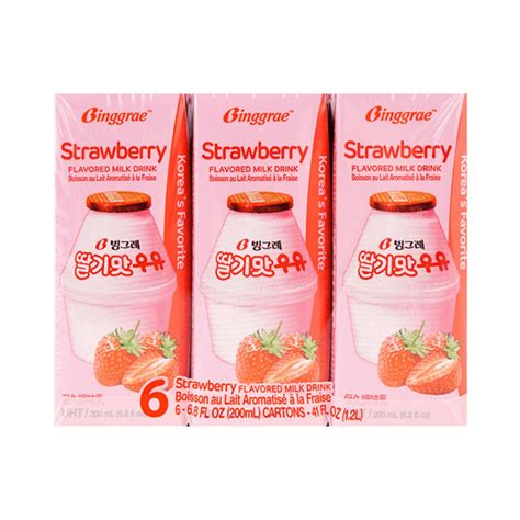 Get Binggrae Strawberry Flavor Milk 6 Pack Delivered Weee Asian Market