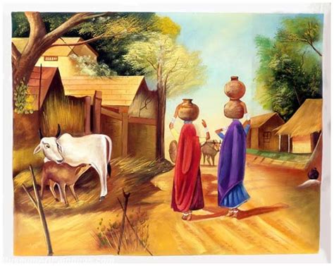 Indian Village Paintings Bringing Water