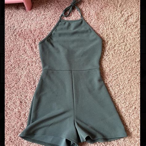 Missguided Halter Neck Playsuit Backless With Tie Depop