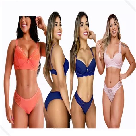 Kit 3 Conjuntos Lingerie Sensual Calcinha E Sutian Atacado Mercadolivre