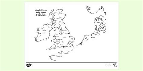 Free Anglo Saxon Map Of The British Isles Colouring Sheet