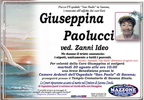 Necrologio Giuseppina Paolucci Ved Zanni Il Vostro Giornale