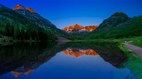 Maroon Bells Wallpaper K Sunrise Colorado United States