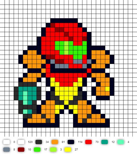 Metroid Samus Pixel Art Grid Pixel Samus Metroid Perler Aran Pixel