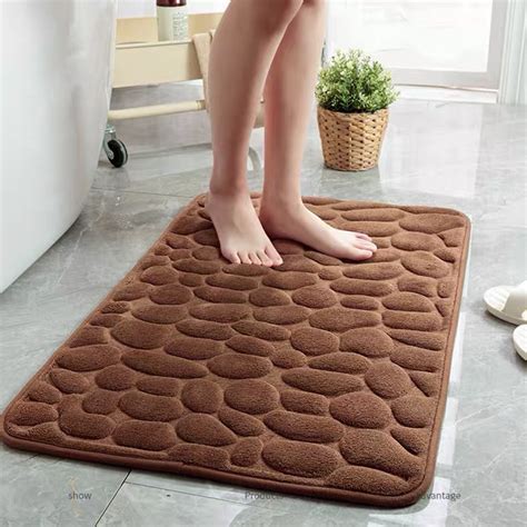 Pc Memory Foam Bath Rug Cobblestone Embossed Bathroom Mat Rapid Water