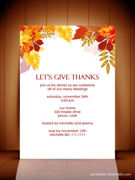 Thanksgiving Dinner/ Autumn Invitation Template ← Wedding Invitation ...