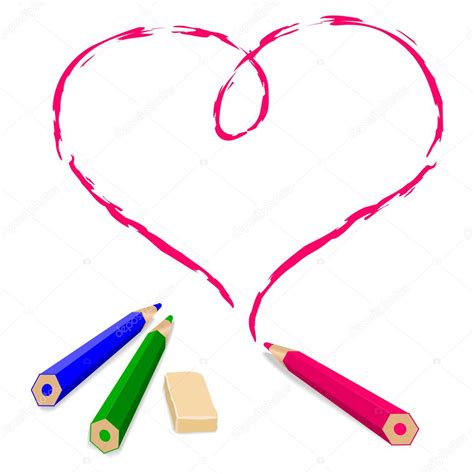 Pencil draw heart — Stock Vector © SergeMat #3337033