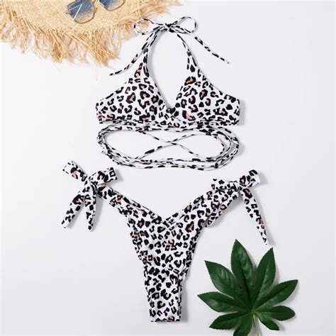 Sexy Leopard Tanga Bikini 2021 Mujer Swimwear Women String Swimsuit