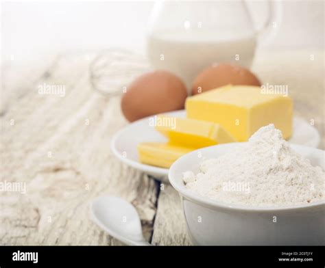 ingredients   preparation  bakery products stock photo alamy