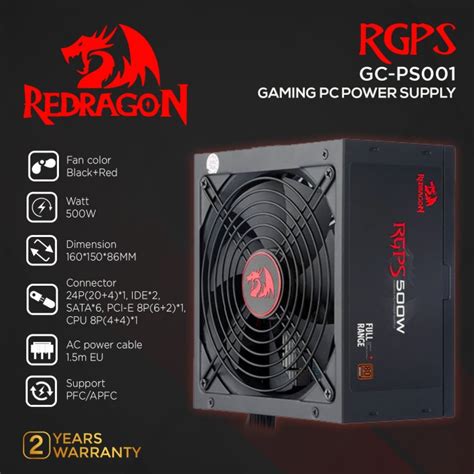 Jual Redragon Gaming Pc Power Supply Rgps W Full Range Gc Ps