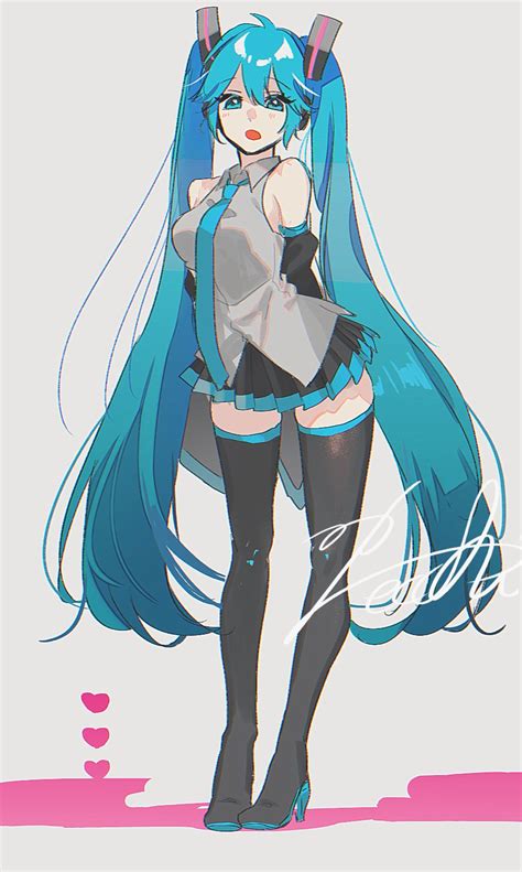 Safebooru 1girl Arms Behind Back Bare Shoulders Black Legwear Black Skirt Blue Eyes Blue Hair