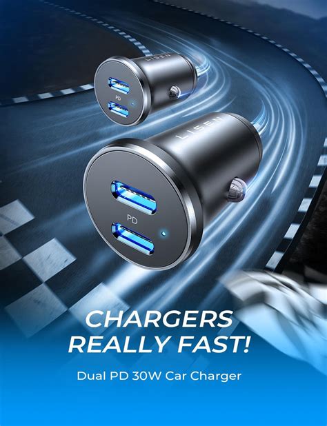 Lisen Dual Usb C Car Charger 2 Pack