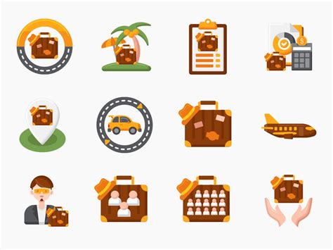 50 Vacation Planning Guys Trip Icon Set Flat Icons