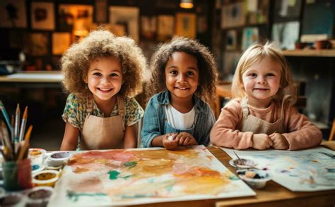 Children painting in art class 29285525 Stock Photo at Vecteezy