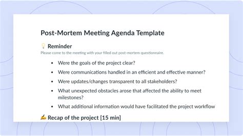 Post-Mortem Meeting Agenda Template by Simon Heaton, Shopify | Fellow