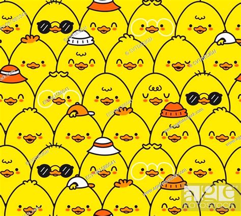 Cute funny ducks seamless pattern, wallpaper, background, Stock Vector ...