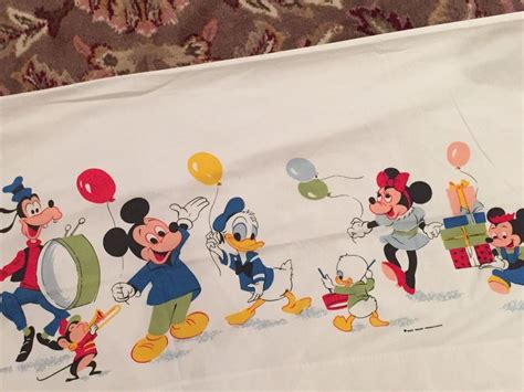 Vintage Mickey Mouse And Disney Characters Full Flat Sheet | #1795114916