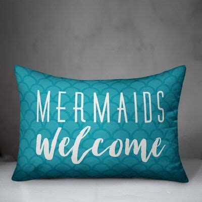 Highland Dunes Loughlin Mermaids Welcome Indoor Outdoor Lumbar Pillow