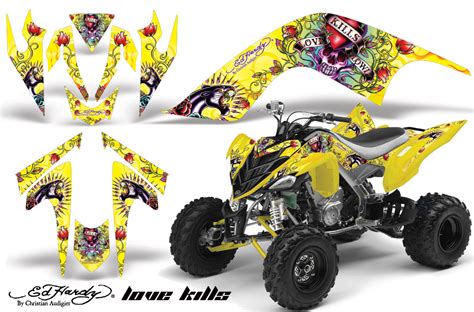 Dekorekit Grafik Kit Quad Dekor Ed Hardy Love Kills Yamaha Yfm 700r Quad Atv Gr