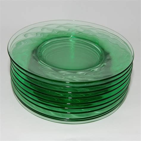 Vintage Depression Green Glass Salad Plates Spiral Optic