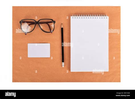 Mock Up On The Kraft Paper With Stationery Stock Photo Alamy