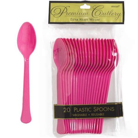 249 Bright Pink Premium Plastic Spoons 20ct Plastic Spoons Party