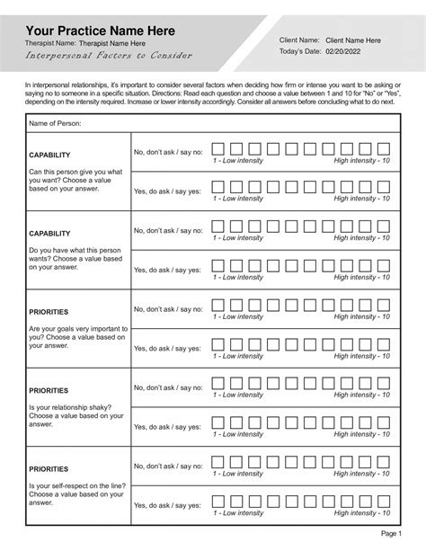 Interpersonal Factors To Consider Worksheet Editable Fillable