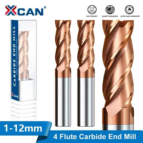 XCAN Milling Cutter 4 Flute Carbide End Mill TiCN Coated CNC Router Bit