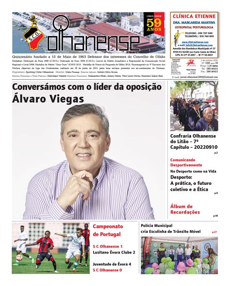 Jornal O OLHANENSE 01 10 2022 Sporting Clube Olhanense