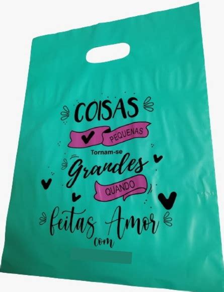 100 Sacolas Verdes 30X40 Frases Fixas Em Duas Cores Elo7