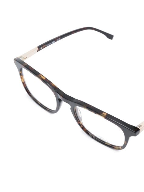 Lacoste Square Frame Tortoiseshell Glasses Farfetch