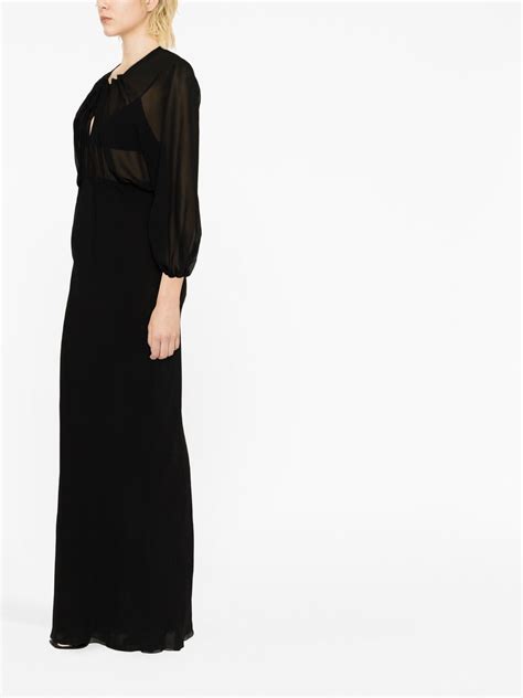 Saint Laurent Sheer Panelled Silk Maxi Dress Black Farfetch