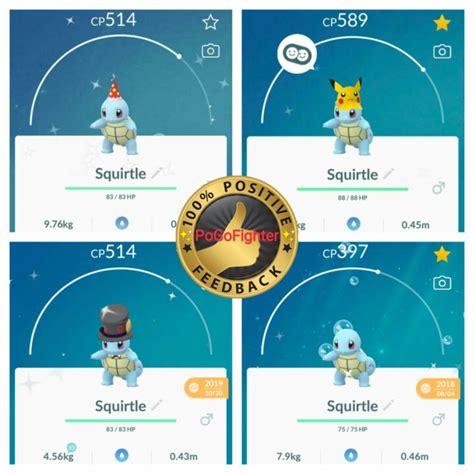 Pok Mon Go Shiny Squirtle Wearing Hat Trade Stardust Read