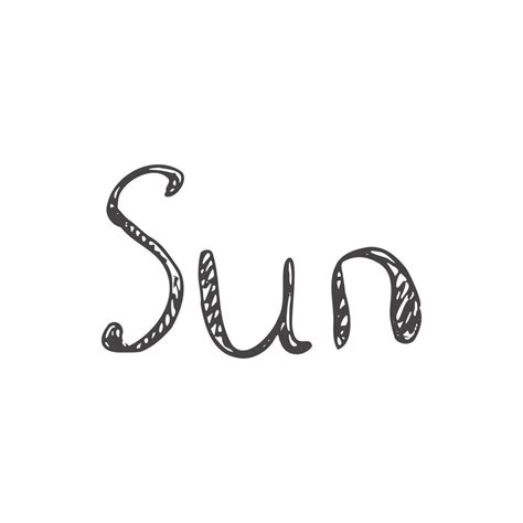 Simple Sketch Line Style Element Doodle Cute Ink Pen Sun Lettering On