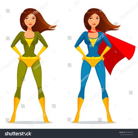 Cute Cartoon Girl In Superhero Costume Stock Vector 302606294 Shutterstock