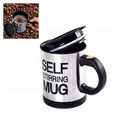 Black Printed Automatic Self Stirring Coffee Mug For Home Capacity