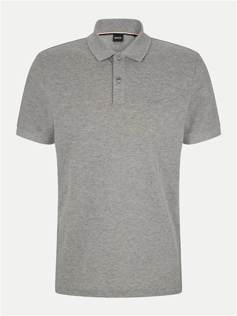 BOSS Erkek Polo Yaka Regular Fit Pamuklu Kısa Kollu Gri Polo Yaka T