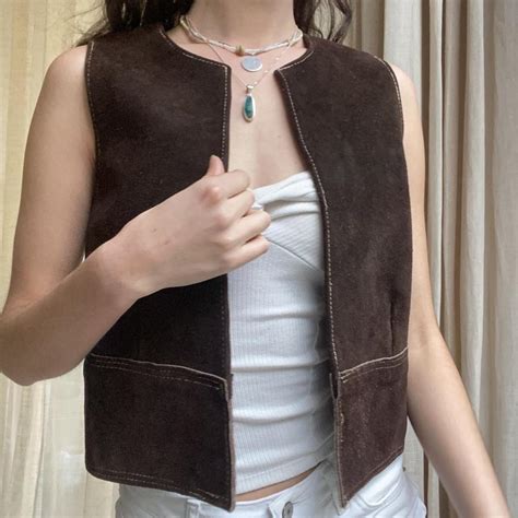 Leather Cowboy Vest Mint Condition No Holes Depop