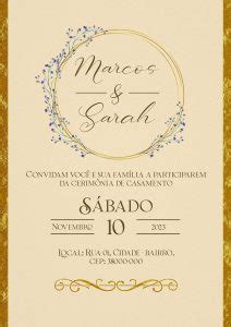 Modelo De Convite De Casamento Marcos E Sarah Convidam Voc E Sua