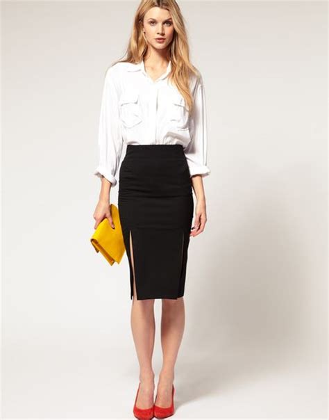 Asos Collection Asos Double Split Pencil Skirt In Black Lyst