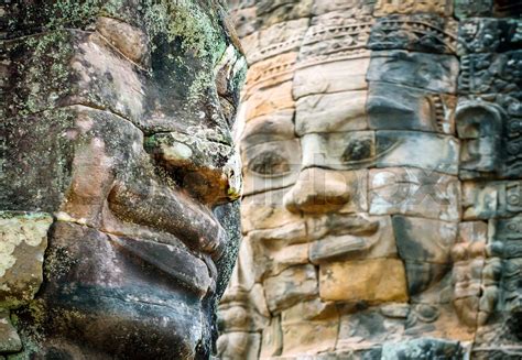 Buddha stone face in ancent temple. Cambodia | Stock image | Colourbox